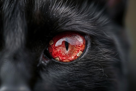 Close up of a black cat's eye.の写真素材