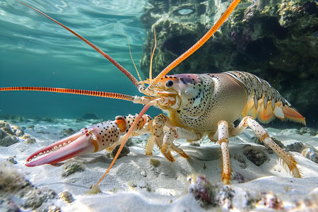 Lobster on the coral reef of the Red Sea. Egyptの写真素材