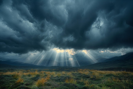 Stormy sky over the mountains. Dramatic sky. Carpathian, Ukraine, Europe. Beauty world.