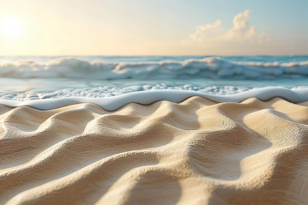 Beautiful seascape with waves and sand dunes at sunset
