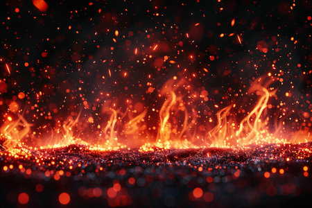 Abstract red background with sparkles and light effects. 3d render