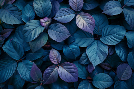 Purple leaves background. Top view. Flat lay. Nature concept.の写真素材