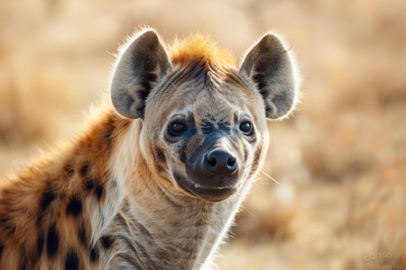 Spotted hyena (Crocuta crocuta) in the savanna of Africaの写真素材