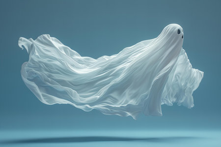 3d rendering of a white fabric fluttering in the wind.の写真素材