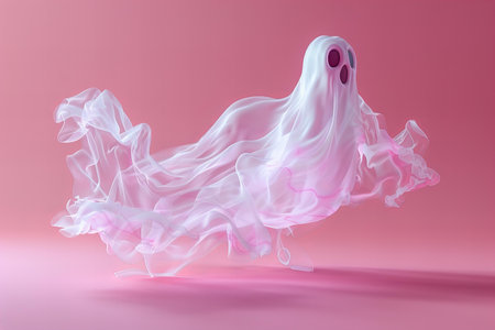 ghost on a pink background. 3d rendering, 3d illustration.の写真素材