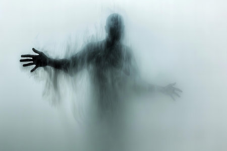 Scary ghost man in the fog. Halloween concept. 3d renderingの写真素材