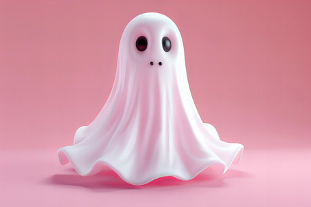 ghost on a pink background. 3d render. Halloween concept.の写真素材