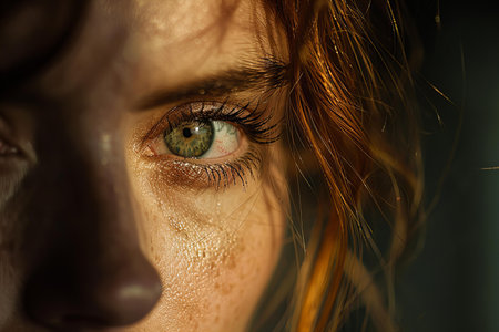 Close-up portrait of a beautiful young woman with wet hair.