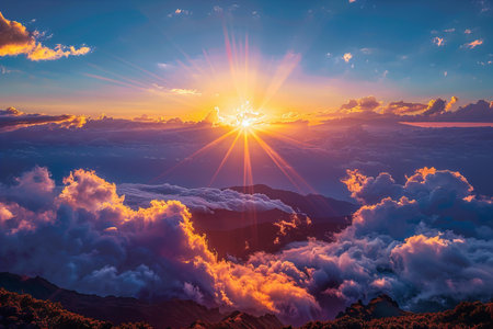 Beautiful sunrise on Haleakala volcano, Maui, Hawaii