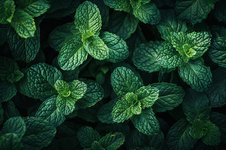Fresh mint leaves background. Mint leaves texture. Mint leaves background.の写真素材