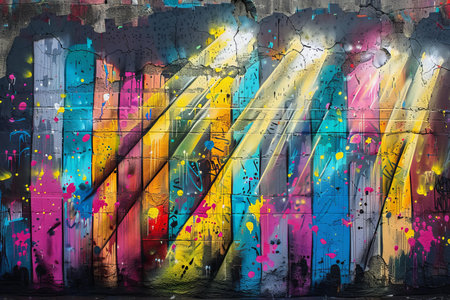Colorful graffiti on the wall. Grunge urban background.