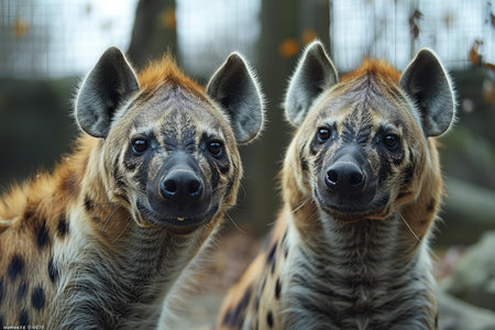 Spotted hyena (Crocuta crocuta) in the zooの写真素材