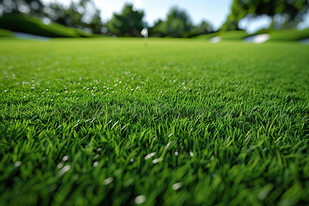 close up of golf course green grass - shallow depth-of-fieldの写真素材