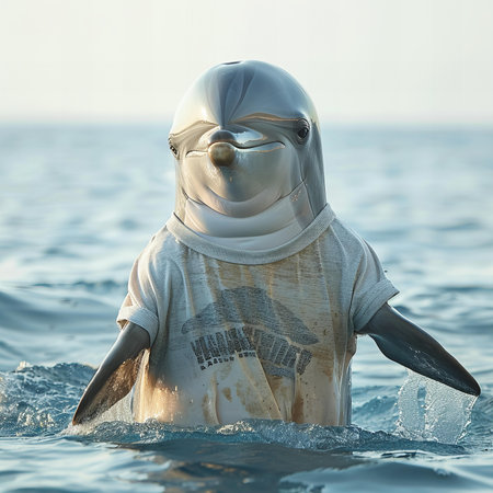 Dolphin in the sea. Toned image. Selective focus.の写真素材