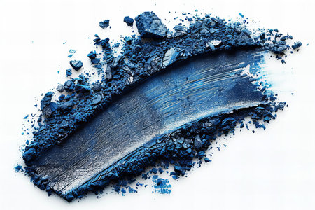 Blue eye shadow and brush stroke on white background for make-upの写真素材