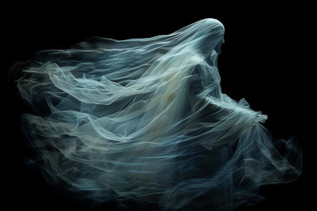 abstract blue smoke on a black background, abstract smoke on a black backgroundの写真素材