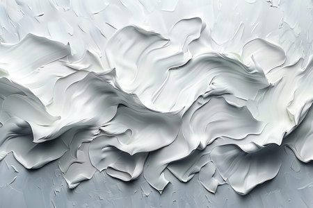 Abstract background of white acrylic paint in the form of a wave.の写真素材