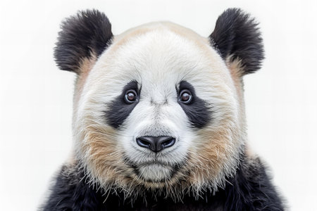 Portrait of a giant panda isolated on a white background.の写真素材