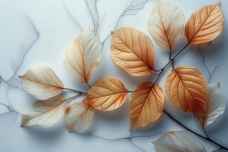 Autumn leaves on a white background. Flat lay, top view.の写真素材