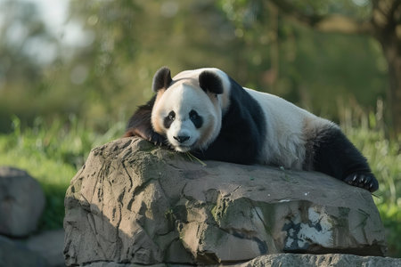 Giant panda in the zoo. China. Chengdu. An excellent illustration.の写真素材