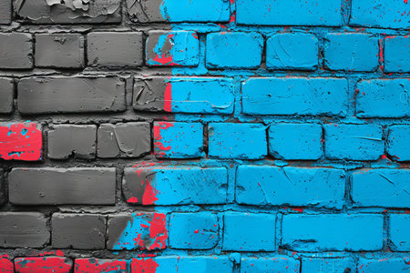 Dark brick wall texture with painted flagの写真素材