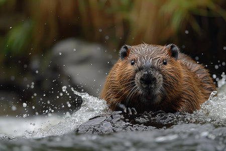 Coypu, Myocastor coypus, single mammal in water, Brazilの写真素材