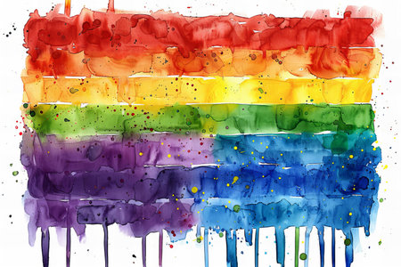 Rainbow flag painted on a white background. Watercolor illustration.の写真素材