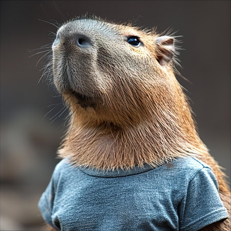 Portrait of a capybara (Hydrochoerus hydrochaeris)の写真素材