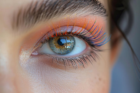 Beautiful woman's eye with bright make-up and sparklesの写真素材