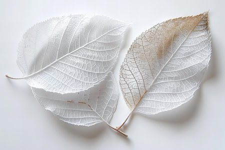 Dry leaves on a white background. Flat lay, top view.の写真素材