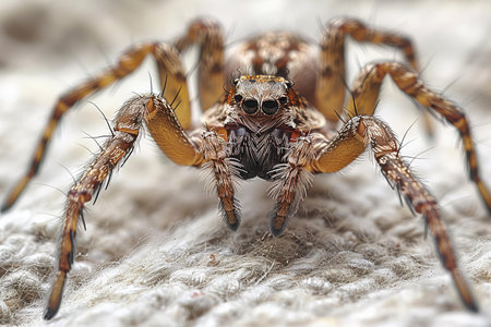 Close up of jumping spider on a white background. Macro shot.の写真素材