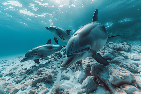 Dolphins in the Red Sea, Egypt. 3D Renderingの写真素材