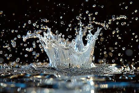 splashes of water on a black background. close-up.