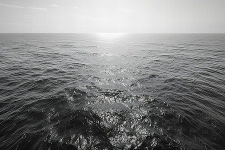 Beautiful seascape. Black and white photo of the seaの写真素材
