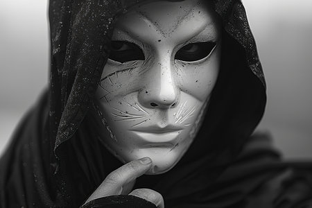 Venetian carnival mask in black and white. Black and whiteの写真素材