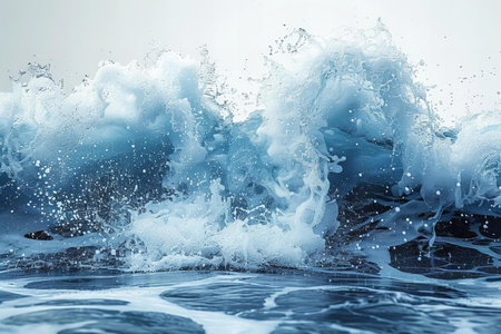 Beautiful ocean wave with splashes and drops. 3d renderingの写真素材