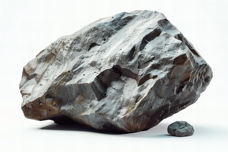 Rock on a white background. 3d rendering. Computer digital drawing.