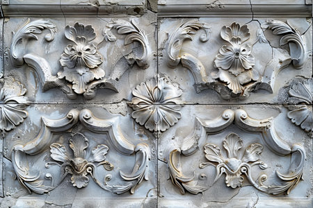 Details of the facade of an old building in Prague, Czech Republicの写真素材