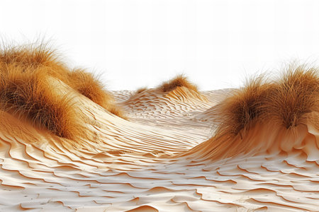 Sand dunes isolated on white background. 3d render illustration.の写真素材