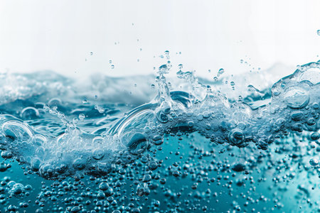 closeup shot of water waves on a blue background with copy spaceの写真素材
