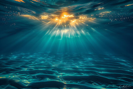 Underwater view of the sea. 3d rendering. Computer digital drawing.の写真素材