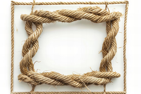 rope frame isolated on white background with clipping path and copy spaceの写真素材