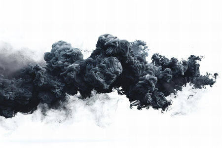 Black smoke isolated on white background. Abstract black smoke on white background.の写真素材