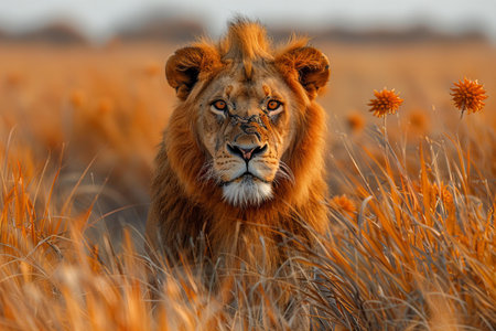Lion in the Okavango Delta - Moremi National Park in Botswanaの写真素材