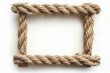 rope frame on a white background with space for your text.の写真素材