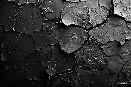 Abstract black and white background. Grunge texture with cracks.の写真素材