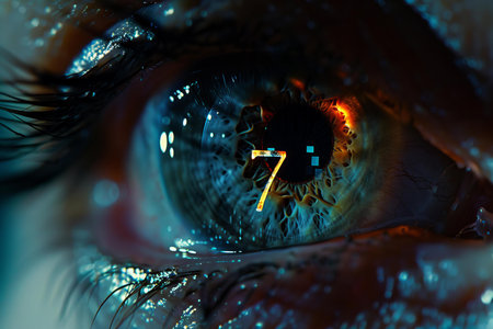 Close-up of human eye. Human eye with iris.の写真素材