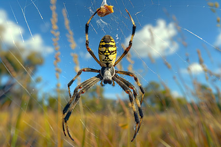 Garden spider (Argiope bruennichi) on webの写真素材