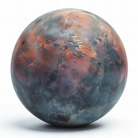 3D render of the planet Mars isolated on a white background.の写真素材