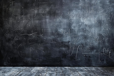 Empty room with black chalkboard. Education background. 3d renderingの写真素材